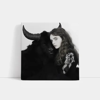Young Woman Black Bull Dark Fantasy Portrait