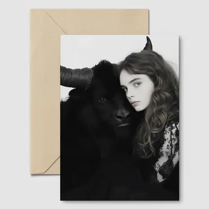 Young Woman Black Bull Dark Fantasy Portrait