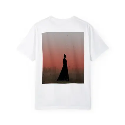Woman Silhouette Standing in Red Dusk Field