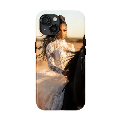 Woman in White Lace Dress Riding Horse