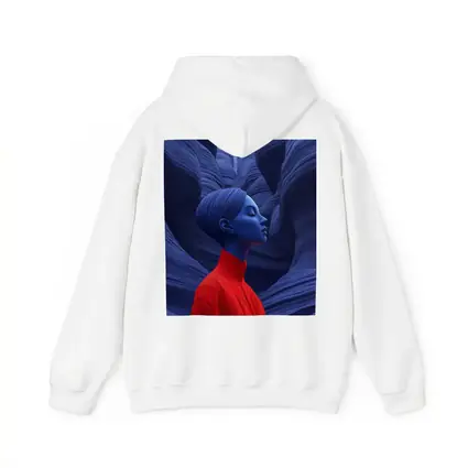 Blue Woman Red Dress Canyon Surreal Art