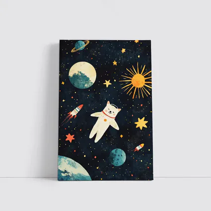 Cute Cat Astronaut Floating In Space