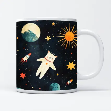 Cute Cat Astronaut Floating In Space