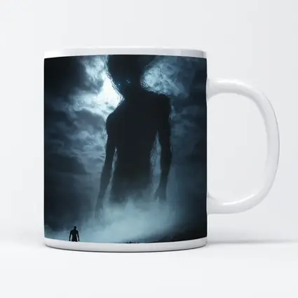 Giant Dark Figure Looming Over Small Man