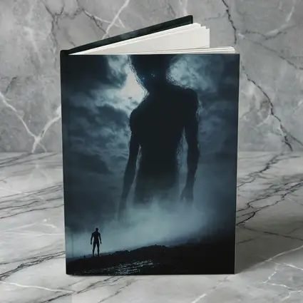 Giant Dark Figure Looming Over Small Man