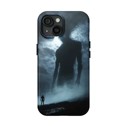 Giant Dark Figure Looming Over Small Man