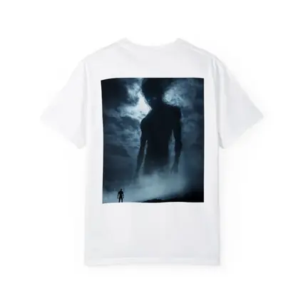 Giant Dark Figure Looming Over Small Man