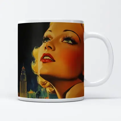 Retro Blonde Woman City Night Illustration