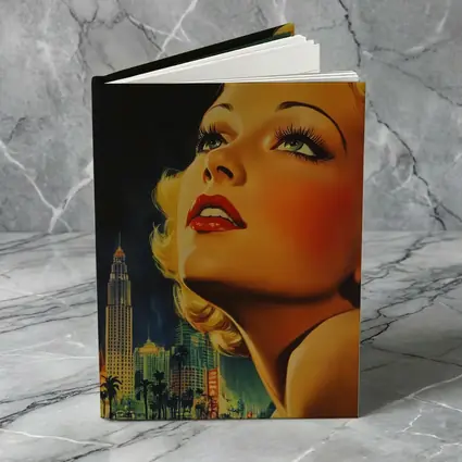 Retro Blonde Woman City Night Illustration