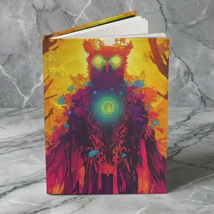 Mystical Owl Glowing Eyes Forest Sun