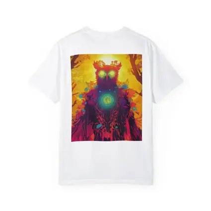 Mystical Owl Glowing Eyes Forest Sun