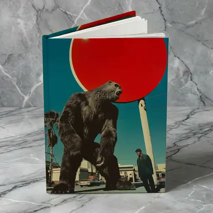 Giant Gorilla Red Sun Urban Street Scene