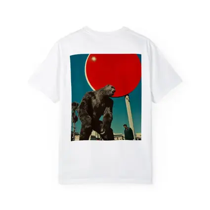 Giant Gorilla Red Sun Urban Street Scene