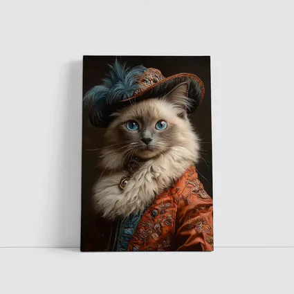 Ragdoll Cat Royal Renaissance Portrait Dark Background