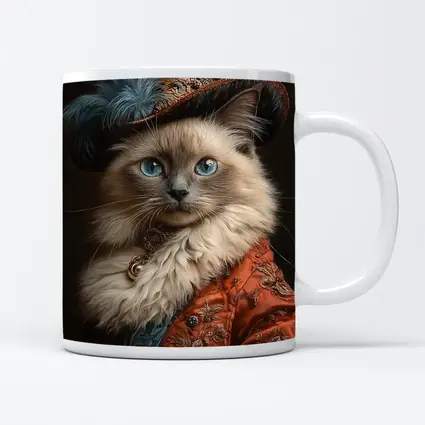 Ragdoll Cat Royal Renaissance Portrait Dark Background