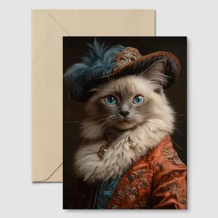Ragdoll Cat Royal Renaissance Portrait Dark Background
