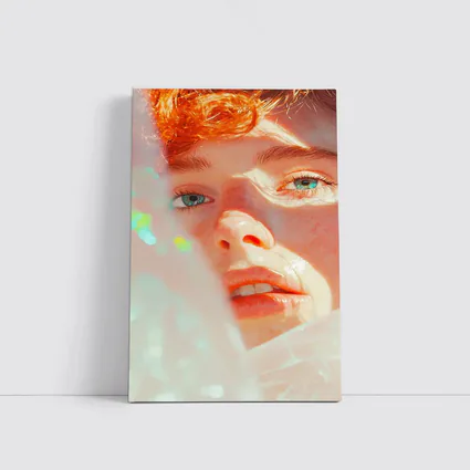 Young Man Close Up Portrait Light Glow