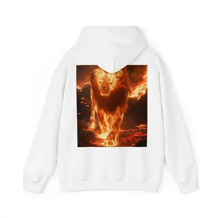 Fiery Lion Walking Through Burning Lava