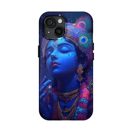 Lord Krishna Blue Cosmic Starry Night Art