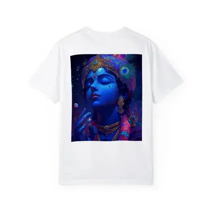 Lord Krishna Blue Cosmic Starry Night Art