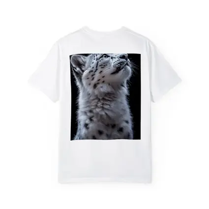 Snow Leopard Cub Looking Up Dark Background