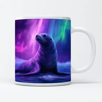 Seal Pup Under Aurora Borealis Northern Lights