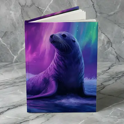 Seal Pup Under Aurora Borealis Northern Lights