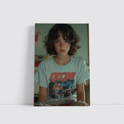 Young Girl Wearing Graphic Tee Classroom