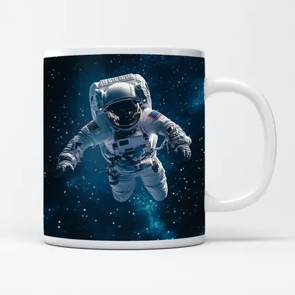 Astronaut Floating in Deep Blue Space