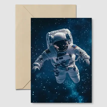 Astronaut Floating in Deep Blue Space