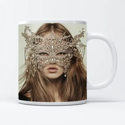 Crystal Masquerade Mask Woman Beige Background