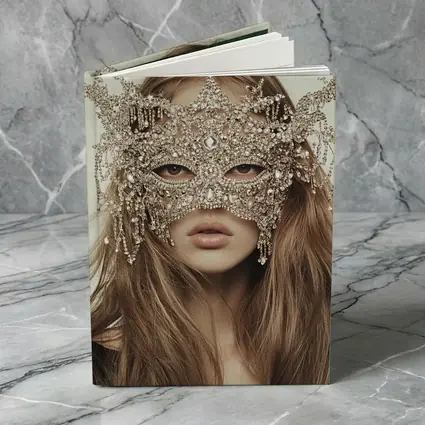 Crystal Masquerade Mask Woman Beige Background