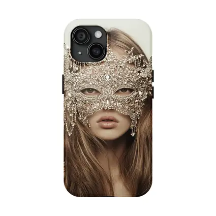 Crystal Masquerade Mask Woman Beige Background