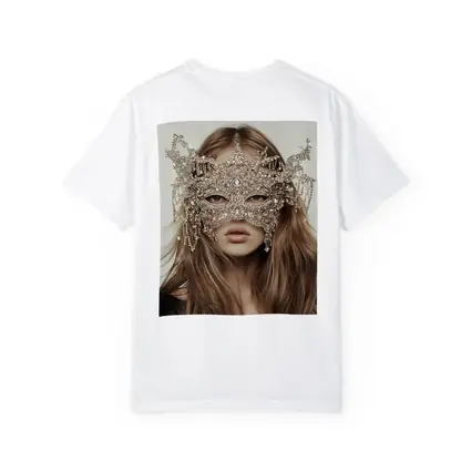 Crystal Masquerade Mask Woman Beige Background