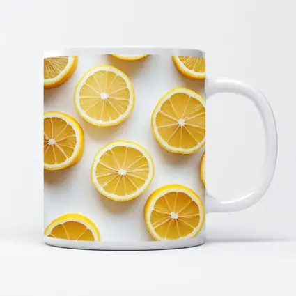 Fresh Lemon Slices On White Background