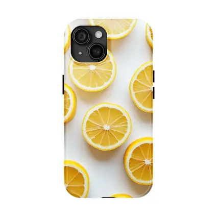 Fresh Lemon Slices On White Background