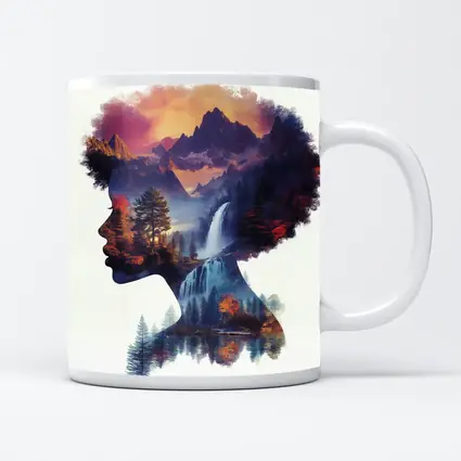 Woman Silhouette Double Exposure Mountain Waterfall