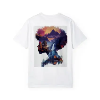 Woman Silhouette Double Exposure Mountain Waterfall
