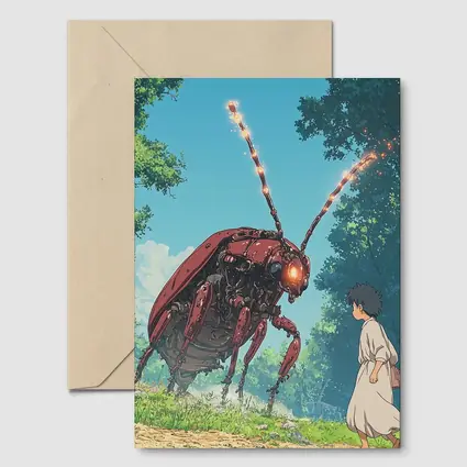Giant Mech Beetle Anime Forest Encounter