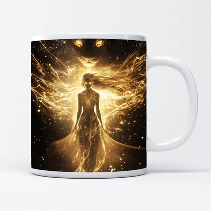 Golden Woman Lion Spirit Dark Fantasy Art