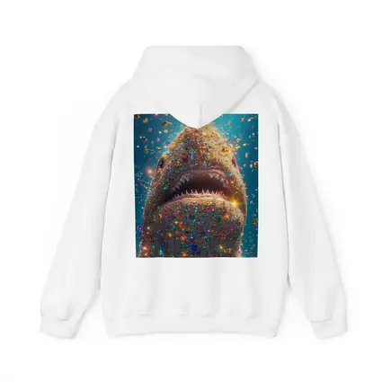 Glitter Shark With Colorful Gems Blue Background