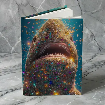Glitter Shark With Colorful Gems Blue Background