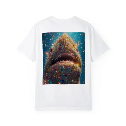 Glitter Shark With Colorful Gems Blue Background