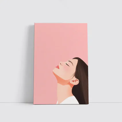 Minimalist Woman Profile Illustration Pink Background