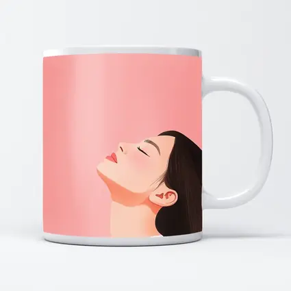 Minimalist Woman Profile Illustration Pink Background