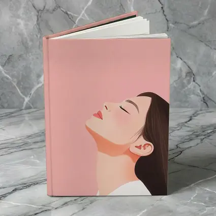 Minimalist Woman Profile Illustration Pink Background