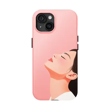 Minimalist Woman Profile Illustration Pink Background