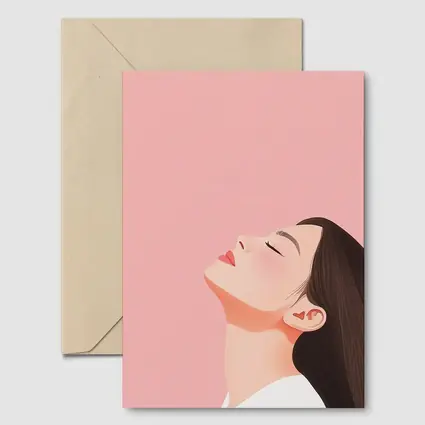 Minimalist Woman Profile Illustration Pink Background