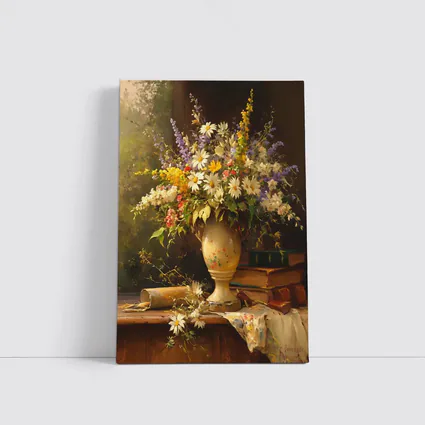 Classic Still Life Daisies Lavender Floral Painting