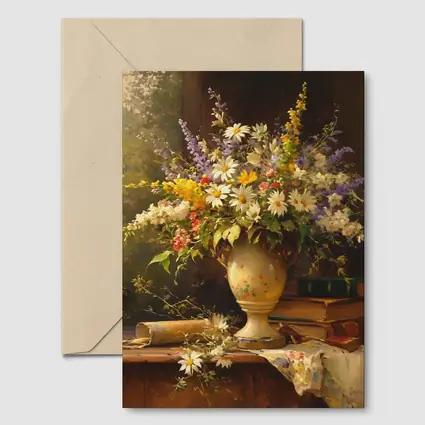 Classic Still Life Daisies Lavender Floral Painting